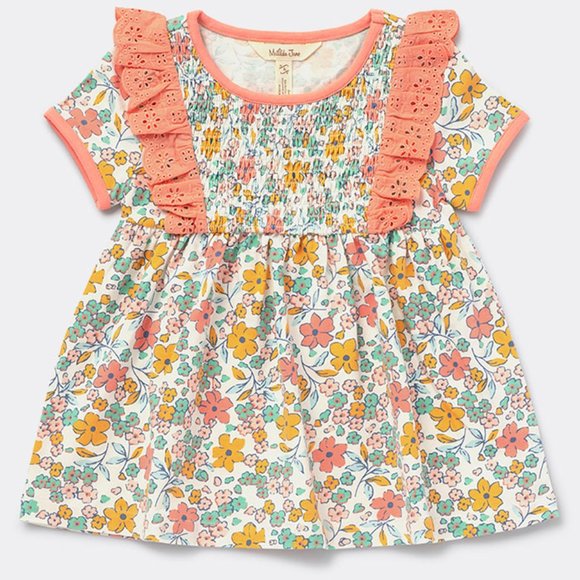 Matilda Jane Smocked Floral Top w/ Knit Shorties - Picture 2 of 5